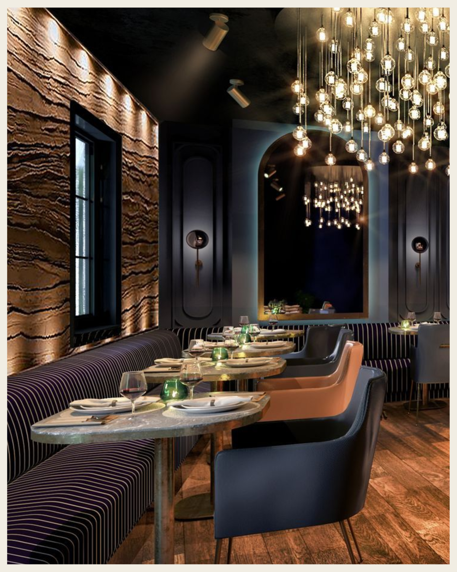 Inviting restaurant interior design with cozy seating