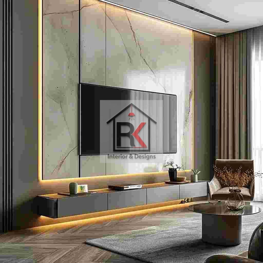 Modern TV unit design in Nawada by RK Interiors & Designs - sleek, stylish, and functional.